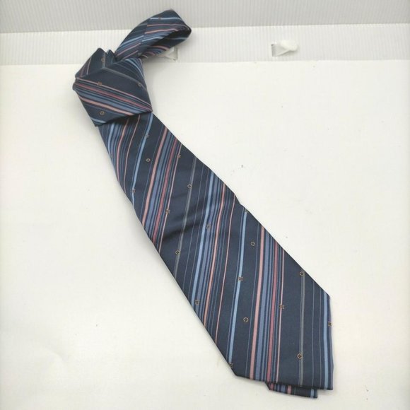 Louis Vuitton Navy Blue Silk Stripe Neck Tie